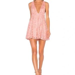 NBD, Low v-neckline dress, Salmon, S